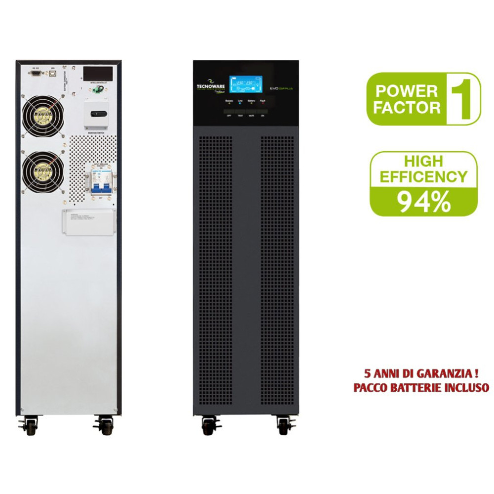 UPS 6 KVA TOWER EVO DSP PLUS ONLINE DSP 16 BATTERIE 12V 9AH 5 ANNI GAR